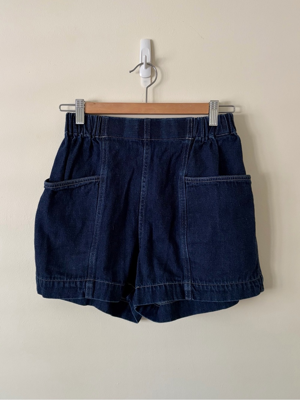 Uniqlo U Navy Elastic-Waist Denim Shorts with Front Pockets